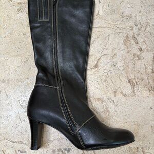 Vintage Elegant Black Leather Upper Boots Fitzwell Zipper Size 6.5